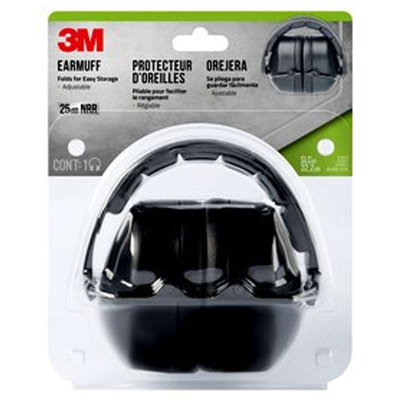 3M™ Lawn & Garden Folding Earmuff, 90563-LG3DC, Black, 3 earmuff/cs